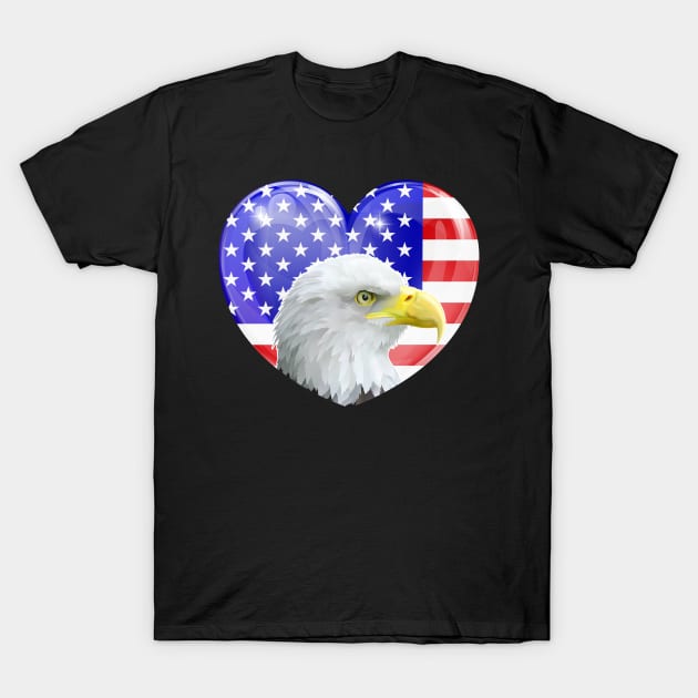 American Bald Eagle Love Heart T-Shirt by Ben Foumen